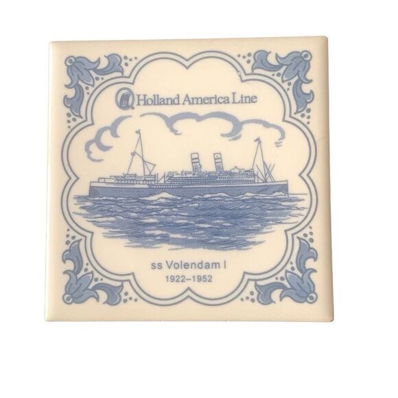 Vintage Holland America Line Delft SS Volendam I Ceramic Tile Coaster Cruise - Picture 4 of 7